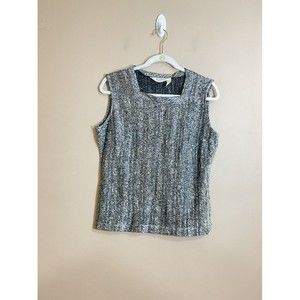 VTG Judy Bond Womens Metallic Shirt Size 14 Silver Party New Years Disco Shimmer